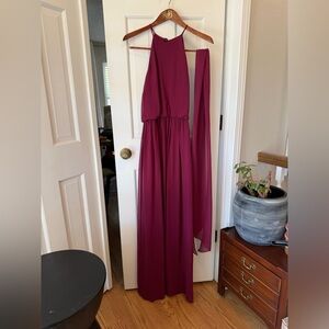 Donna Morgan Sleeveless Chiffon Maxi Dress in Burgundy